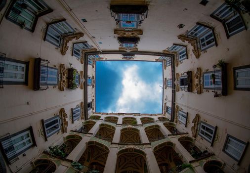 Old palace in Naples with a special architecture used in various films 14 April 2022