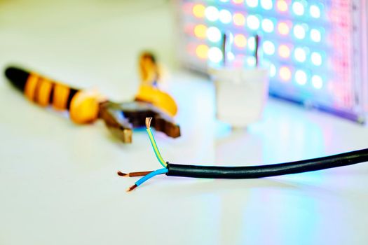 Electrical equipment for connection on the blue background light