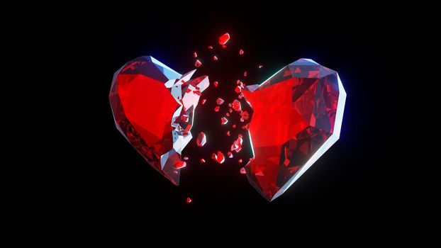 Crystal Ruby heart abstract 3D render