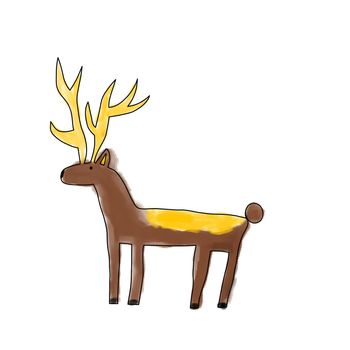 Cute hand drawn doodle deer. Pet animal illustration. Hand drawn cute children's illustrations for birthday cards, t-shirt print, posters