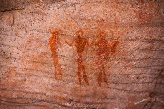 Badly eroded San rock art in the Cederberg Mountains in the Western Cape. South Africa