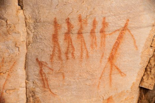 Badly eroded San rock art in the Cederberg Mountains in the Western Cape. South Africa