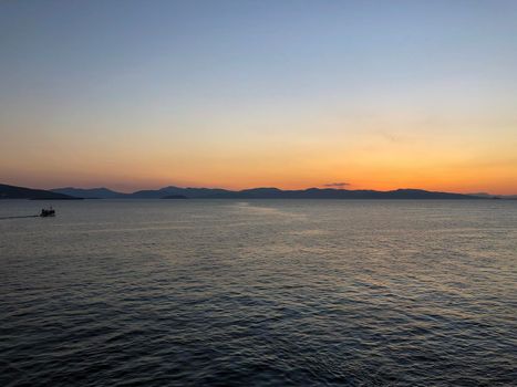 Beautiful closeup wave. Amazing sunset tropical paradise sea beach. Tranquil summer vacation holiday landscape. Positive energy nature seascape. High quality photo. Greese island