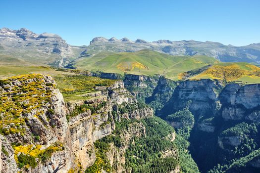 The Monte Perdido range and the Canyon de Anisclo in the Pyrenees