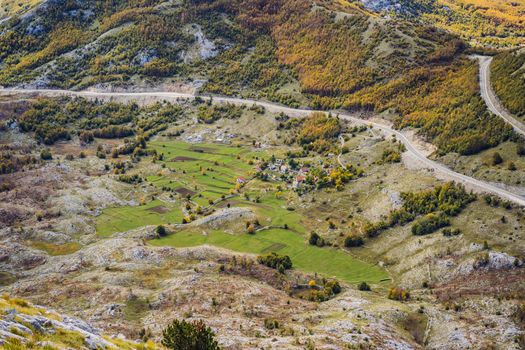 Summer mountain landscape at national park Lovcen, Montenegro. Sunny summer day.