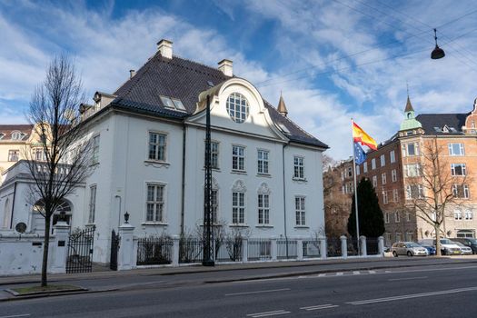 Copenhagen, Denmark. - March 1, 2022: Exterior view of the Embassy of Spain