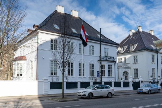 Copenhagen, Denmark. - March 1, 2022: Exterior view of the Embassy of the Arab Republic of Egypt.