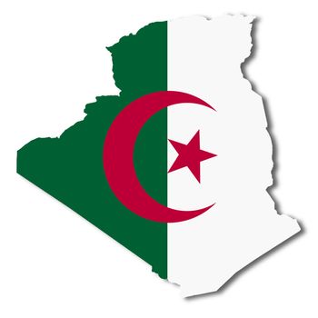 An Algeria map on white background 3d illustration with clipping path