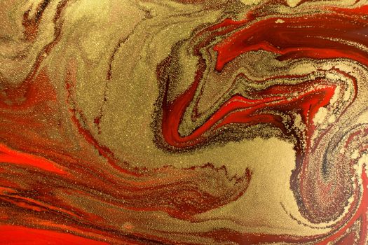 Gold waves on dark red background