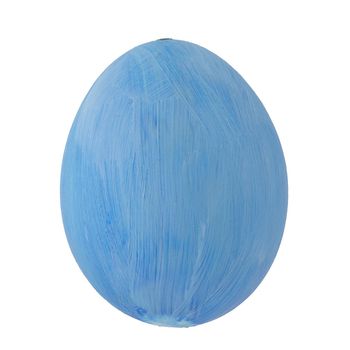 Blue painted egg isolated on white background.