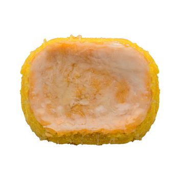 Portuguese sponge cake bolinhol from Vizela, top view isolated on white background.