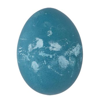 Blue painted egg isolated on white background.
