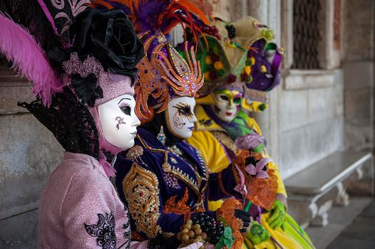 VENICE, ITALY - Febrary 19 2020: The masks of the Venice carnival 2020