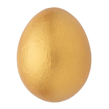Golden painted egg isolated on white background.