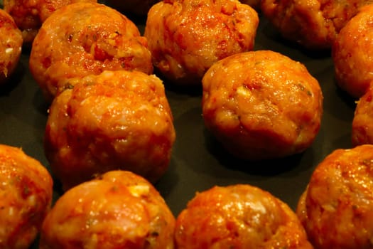 Close-up on fried cutlets in a frying pan