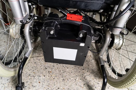 Battery of electric wheelchair for patient or disable people.