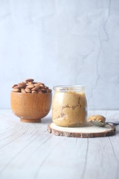 almond butter not on table with copy space .