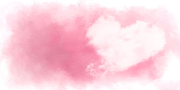 Hand painted watercolor pink heart isolated on white background.