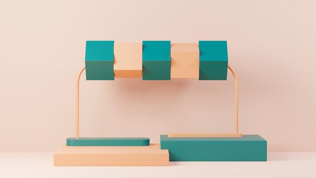 3d render abstract display podium platform for  product presentation and advertising. Minimal scene backdrop with clean design. Vacant pedestal for mock up. Empty stage with pastel color for cosmetic.