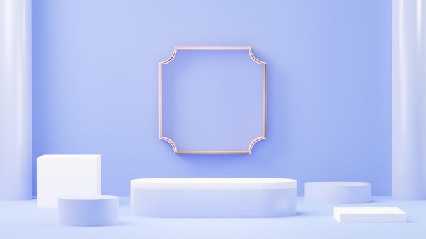 3d render abstract display podium platform for  product presentation and advertising. Minimal scene backdrop with clean design. Vacant pedestal for mock up. Empty stage with pastel color for cosmetic.