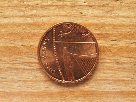 one penny coin reverse side, currency of the United Kingdom