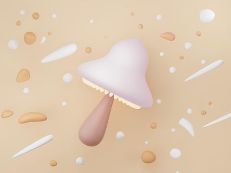 3d render illustration of minimal geometric shapes. Floating fluffy stylish art design. Cute objects on pastel background.