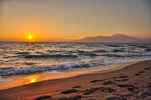 Famous Komos beach in Crete island of Greece