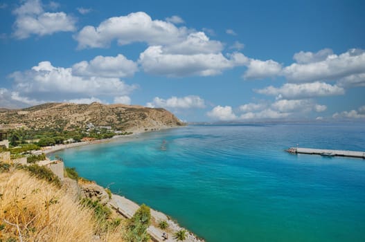 Beautiful village of Agia Galini in Crete island with a great beach, Greece