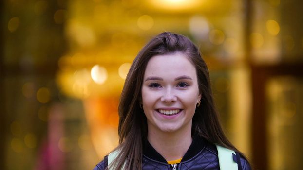 Happy young woman portrait. Autumn, fall season