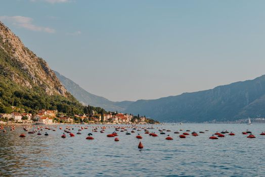 Oyster farm in the Bay of Kotor, Montenegro. High quality photo