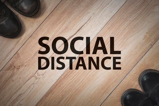 two people keep spaced between each other for social distancing, increasing physical space between people to avoid spreading illness during transmission of COVID-19 outbreak. Social distance concept