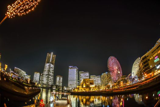 Minato Mirai Office Night Ban Light Up. Shooting Location: Yokohama-city kanagawa prefecture