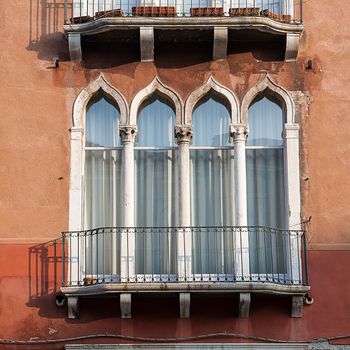Characteristic windows of a Venetian palace