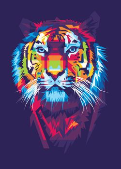 Banjarmasin Indonesia, April 14th 2019,Tiger Pop Art illustration.