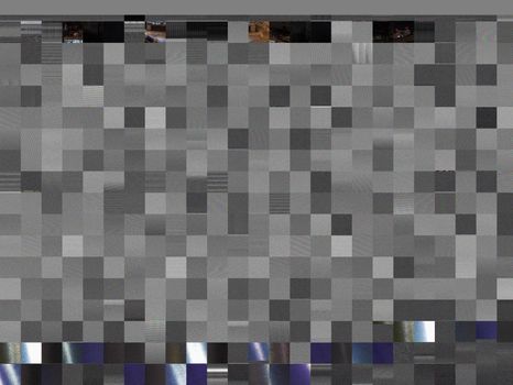 gray glitch noise pattern of corrupted jpeg image, square clusters of digital random distributed pixels