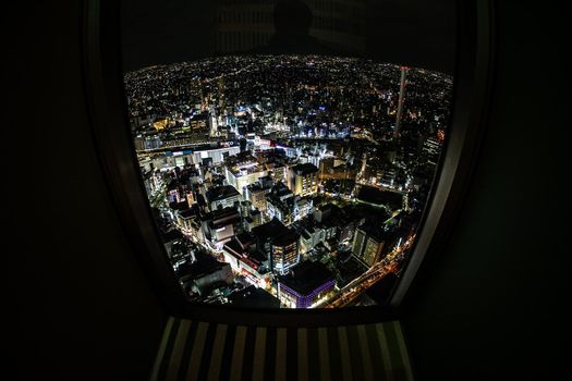 Night view of Ikebukuro Station. Shooting Location: Tokyo metropolitan area