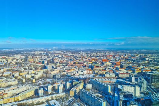 Wroclaw, Poland, July 15, 2021: scenic view from a height of the winter Wroclaw