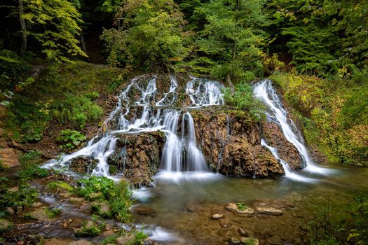 Cascade waterfalls. Travel in Bulgaria. Dokuzak waterfall