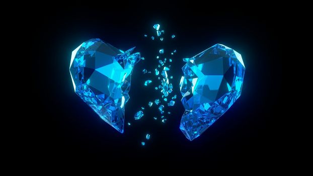 Crystal Ice heart abstract 3D render