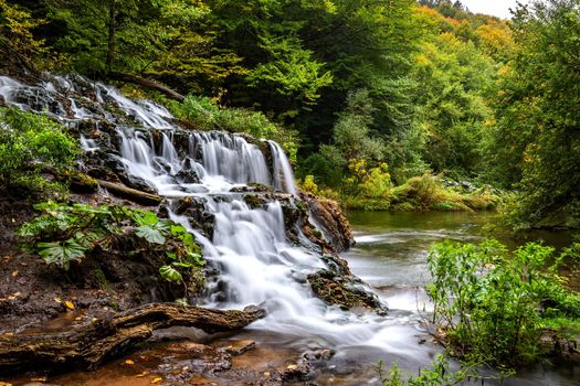 Cascade waterfalls. Travel in Bulgaria. Dokuzak waterfall