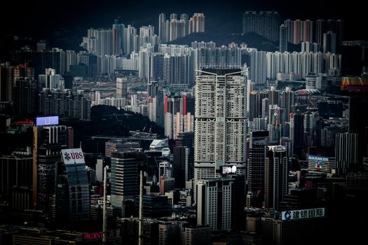 Hong Kongs high-rise building found from Victoria peak. Shooting Location: Hong Kong Special Administrative Region