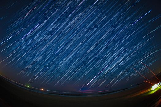 Starry sky seen from Sendai City Arama coast. Shooting Location: Sendai, Miyagi Prefecture