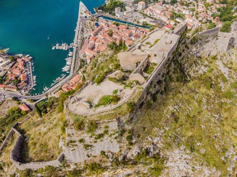 Montenegro. Bay of Kotor, Gulf of Kotor, Boka Kotorska and walled old city. Fortifications of Kotor is on UNESCO World Heritage List since 1979.