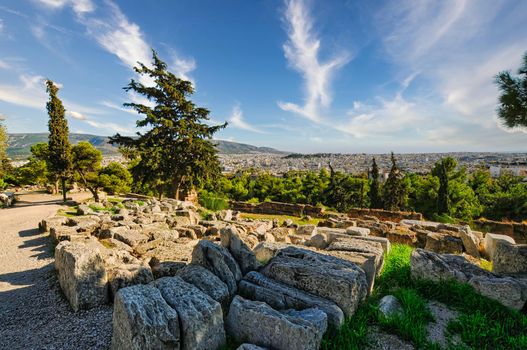 Ancient site around the Acropolis of AThens in Greece