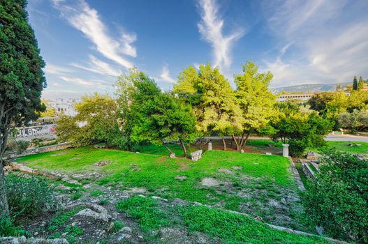 Ancient Agora of Athens with Temple of Hephaestus and Stoa of Attalos