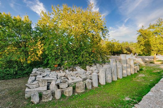 Ancient Agora of Athens with Temple of Hephaestus and Stoa of Attalos