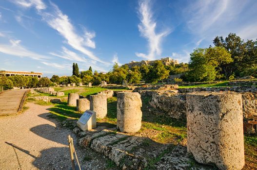 Ancient Agora of Athens with Temple of Hephaestus and Stoa of Attalos