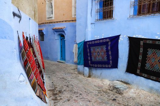 A Street in Blue Chefchaouen City, Morocco