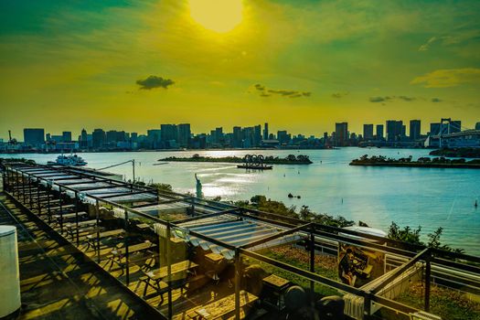 Building of Tokyo seen from Odaiba. Shooting Location: Tokyo metropolitan area