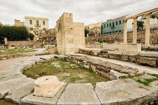 Famous landmark Hadrian's Library was created by Roman Emperor Hadrian in AD 132 in Athens..Ancient Greek history, popular monument with historical interest